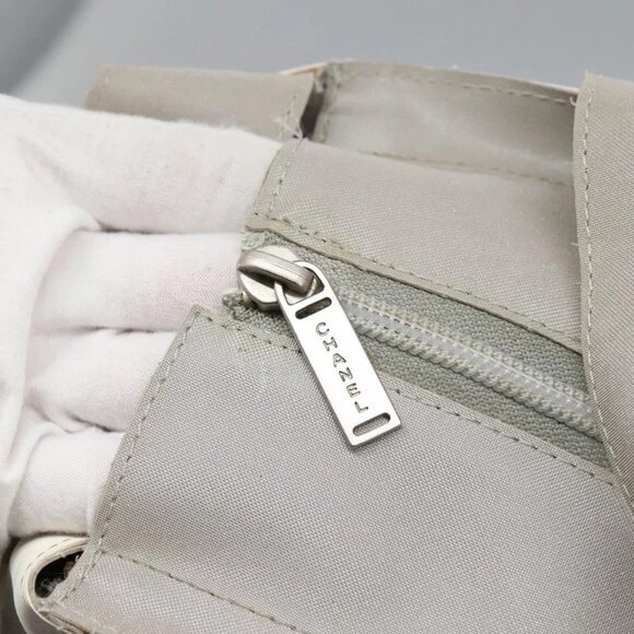 CHANEL Hand Bag Nylon 2way White Gray Silver CC Auth - Picture 15 of 16
